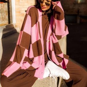 Dressed in LALA Checkerboard Cardigan